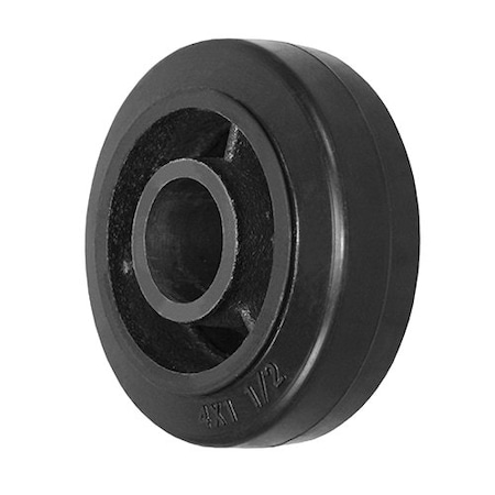 Durastar Wheel, 4X1.5 Rubber, Steel (Black), 1-13/16 Plain Bore 415RS84B